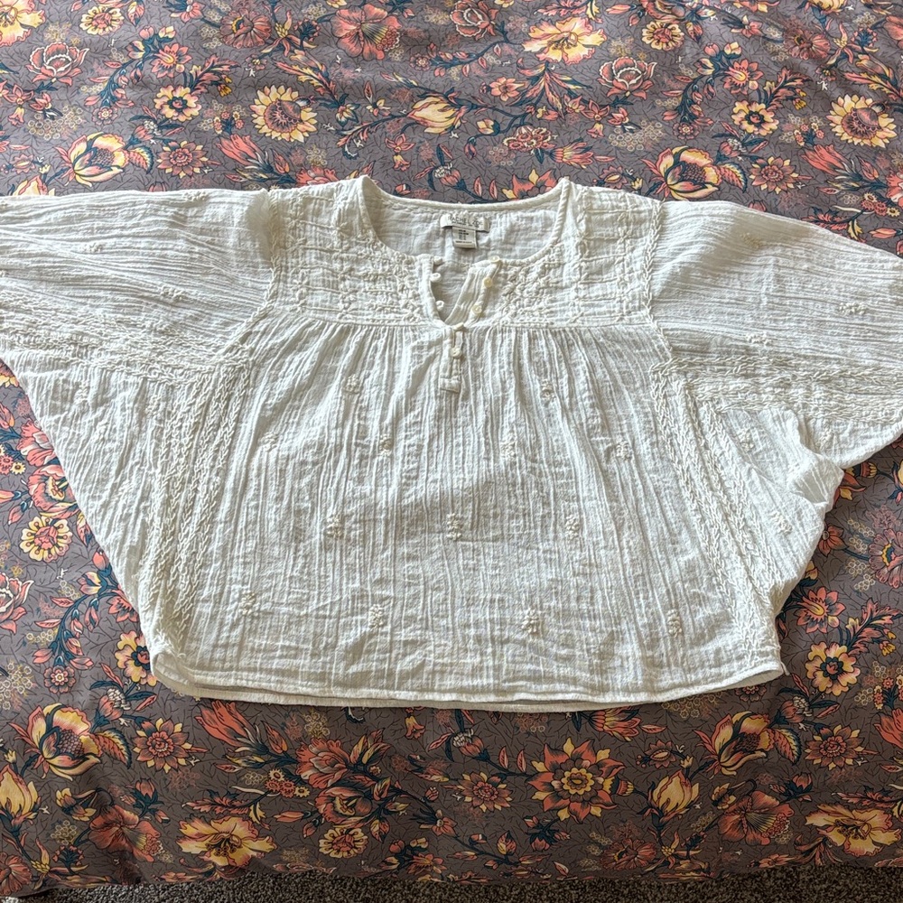 Rachel Zoe Textured Cream Blouse